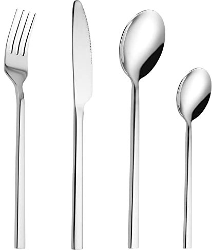 32 Piece Stainless Steel Cutlery Set - Thickened Material, Mirror Polished, Dishwasher Safe - Knife, Fork, Spoon for Home, Restaurant, Entertainment - Service for 8 People
