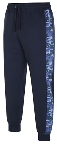 KAM Men's Panelled Camo Camouflage Jogging Bottoms Joggers Jog Elasticated Waist with Drawstring 236, Grey, One Size