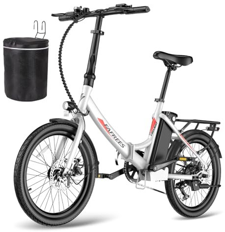 Fafrees E-Bike Klapprad 20 Zoll, Elektrofahrrad Ebike Herren 36V 16.75Ah Akku, E-Fahrrad Damen 250W, Pedelec 25km/h, Reichweite bis zu 130 km, F20 Light (Fahrradkorb, Weiß)