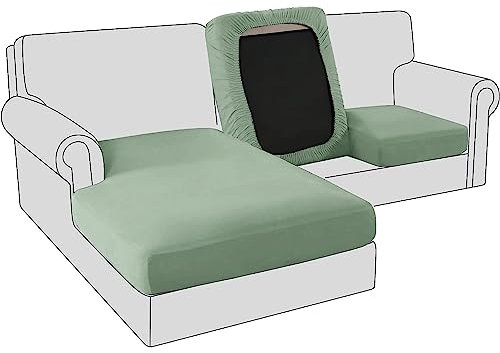 Sofa Sitzkissenbezug, Samt Stretch Bezug für Sofa Sitzkissen, Elastische Couchüberzüge, Sofasitzbezug Schonbezug Ersatz für einzelne Kissen (Großer 1-Sitzer,Hellgrün)