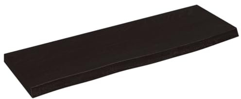 vidaXL Wandregal, Holzregal Regal Handgefertigt mit Baumkante, Wandboard Regalbrett Deko, Bücherregal Hängeregal, Dunkelbraun 60x20x2cm Massivholz Eiche Behandelt