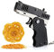 Mini-Gummibandpistole aus Metall,Klappbare Gummiband Pistolen Spielzeuge,Gummi Pistole Gummiband Mini-Gummibandpistole,mit Schlüsselanhänger und 60Gummibändern,Schießspiel Outdoor-Aktivitäten,schwarz