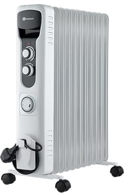 PureMate Oil Filled Radiator, 2500W/2.5KW - 11 Fin - Portable Electric Heater, 3 Power Settings, Adjustable Temperature and Thermostat, Thermal Safety Cut off & 24 Hour Timer