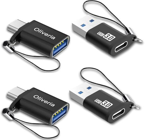Oliveria Lot de 4 adaptateurs USB C vers USB 3.0, type C vers USB 3.0, adaptateur USB Type-C vers USB, Thunderbolt 3 vers USB femelle OTG pour téléphone 15, MacBook Pro 2022/2021/2020, Galaxy et