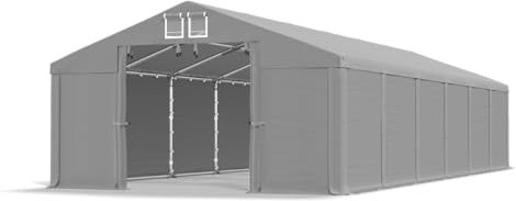 DAS COMPANY Lagerzelt 5x12m wasserdicht grau Zelt 560g/m² PVC Plane hochwertig Zelthalle Winter SD - Zeltgarage - Pavillon - Zeltgarage Winterfest - Lagerzelt Winterfest - Lagerhalle - Winterzelt