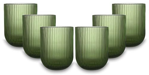 ARCA, Set di 6 Tumbler in Pasta di Vetro, per 6 Persone, Bicchieri Ideali per la Tavola, Resistenti e Duraturi, Lavabili in Lavastoviglie, Collezione Eternity, Colore Verde, 250 ml
