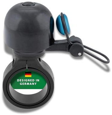 CONTEC Fahrrad-Klingel Diamond Bing, Bike-Glocke, Bell, mit Lenker-Klemmung, 22,2 mm Durchmesser, Universal-Halterung, verstellbar, laut, Messing, schwarz blau