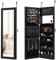 RELAX4LIFE Armoire à Bijoux Murale/Suspendue avec Miroir HD Plein Longueur & Éclairage LED, Miroir Porte Bijoux Accrochable Verrouillable, Grande Capacité pour Bracelets Colliers Bagues (Noir)