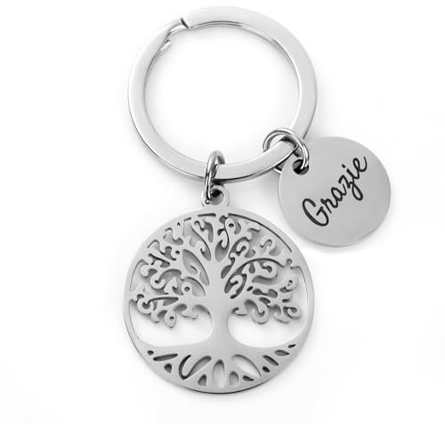 COLOFALLA Portachiavi Albero della Vita Portachiavi Grazie Portachiavi Portafortuna Portachiavi Battesimo Regalo Nascita Comunione Laurea Bomboniere Matrimonio Natale Compleanno