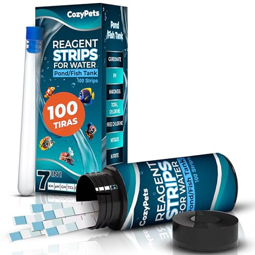 COZYPETS 100 strisce reattive 7 in 1 per il controllo dell'acqua dolce dell'acquario - Misura di 7 parametri con barattolo regalo per strisce usate. Set acquario