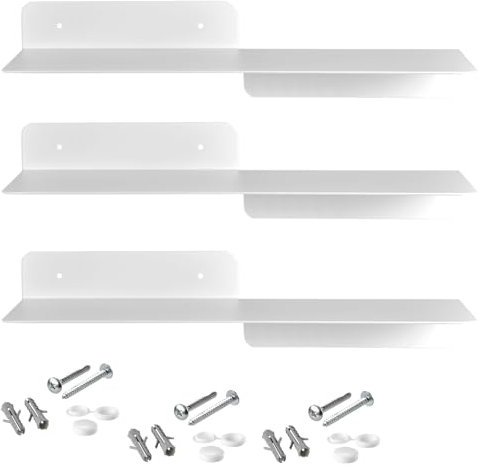 SOTECH 3er Set Design Schwebe-Regal Hover-I 350 x 130 x 78 mm weiß, Wandmontage, Hängeregal inkl. Befestigungsset, modernes Bücherregal für Bad Küche oder Wohnzimmer