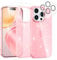 Noyabox for iPhone 15 Pro Clear Glitter Case with 2 Screen Protectors, Sparkling Soft Transparent TPU Bumper Scratch-Resistant for Women and Girls, Pink