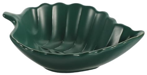 KICHOUSE Banana Leaf Ceramic Dessert Plate Snack Serving Dish Green Tableware for Home Kitchen