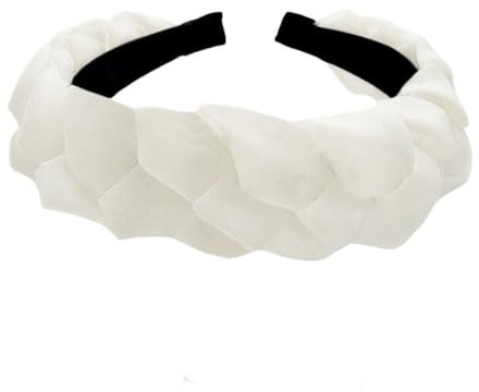 Damen Geflochtene Haarbänder Twist Haarband Tüll Stirnband Flechthaarbänder Vintage Haarreifen Rutschfest Haarschmuck Frauen Kopfband Stirnreifen Kopfbedeckung für Tägliches Tragen,Weiß