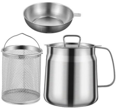 Filtro Olio Da Cucina, Solidificatore for Olio Da Cucina, 1 Set Pentola for Filtro Olio Contenitore for Ghee Brocca for Olio Filtrato Filtro for Grasso A Rete Porta Grasso Contenitore for Olio
