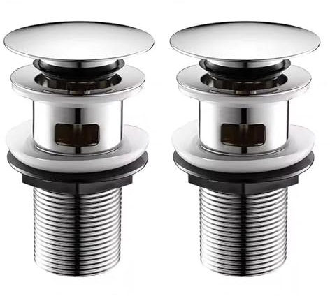Tapón desagüe para Lavabo Click Clack 2 Unidades - Válvula desagüe Push up con Acabado Cromo Brillo