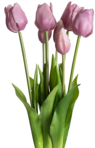 Botanic-Haus künstliches Tulpenbündel/künstlicher Tulpenbund Sandy lang mit 4 Tulpen und 3 Tulpenknospen Farbe: Lavendel „real Touch“