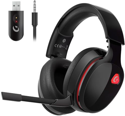 Gvyugke Cuffie da gioco wireless PC, PS5, Mac, Switch, cuffie wireless Bluetooth con microfono rimovibile con cancellazione del rumore, jack da 3,5 mm per cuffie Wired