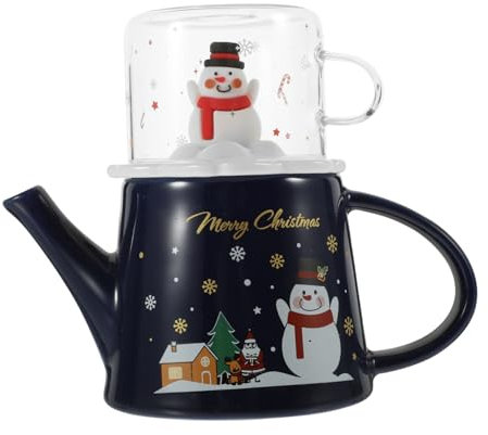 Didiseaon 1 Set Christmas Kettle Cup Mini Cup Reusable Portable Cup with Lid Removable Teapots Bubble Tea Cup and Straw Teapot Novelty Christmas Basket Cups Tea Kettle Teaware Red Mugs Glass