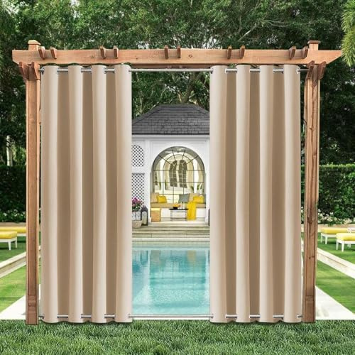 outdoor vorhang sonnenschutz mit ösen oben und unten B90xH200cm Creme