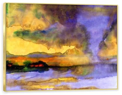 NHLDZYH Goldrahmen. Emil Nolde Bilder, (Flut), Berühmte Gemälde-Reproduktion, Kunstdruck auf Leinwand für Wohnzimmer. 50x65cm