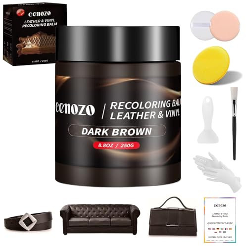 cenozo Flüssigleder Dunkelbraun,Leder Reparatur Set,Lederpflege für Ledercouch,Autositz Reparatur,Vinyl Möbel,Kunstleder Reparaturset Für Reparatur Lederfarbe,Fleck,Schramme,Risse und Bleichen