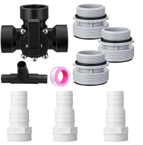 Eawfgtuw Valvola deviatrice a 3 vie per piscina, 3,8 cm, adattatore per tubo flessibile per piscina, kit di conversione con anelli ad O per pompa fuori terra (nero)