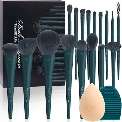 DUcare Professional Makeup Brushes Set 19 Pcs Gift Box | Makeup Brushes & Cleaning Mat and Sponge, Synthetic Hair Face Make up Tool Kit for Daily, Pro Artists