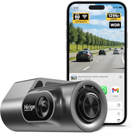 Hirige M2 Smart Dashcam – Dashcam für Cars 1296P QHD, 121° Weitwinkel FOV, G-Sensor & WLAN, Parkmodus, iOS/Android Mobile App, 16 GB Micro-SD-Karte, kompatibel mit max. 128 GB
