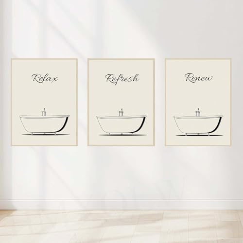 HMXQLW Leinwandbilder Relax Badezimmer-Zitate Poster Kunstdrucke Deko Ohne Rahmen,für Badezimmer Wohnung Wanddeko Rahmenlos (3X30X40CM)