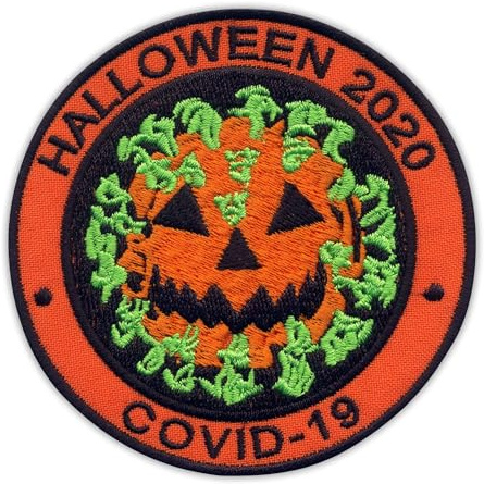 Halloween 2020 – Virus als Kürbis – wärmeaktivierter Klebstoff/Bügelrückseite – bestickter Abzeichen/Aufnäher