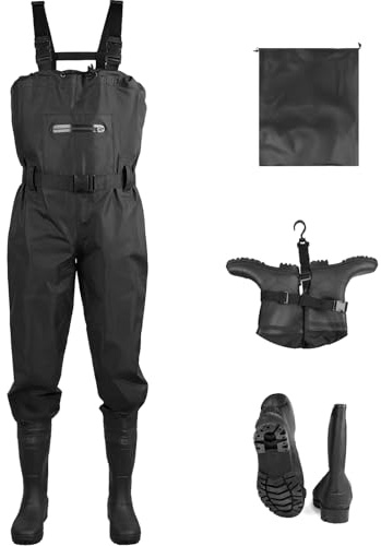SWAWIS Cuissardes Waders Cuissarde pour Hommes Femmes Chasse Waders Poitrine Pêche Cuissardes avec Bottes Respirantes Imperméables à l'eau