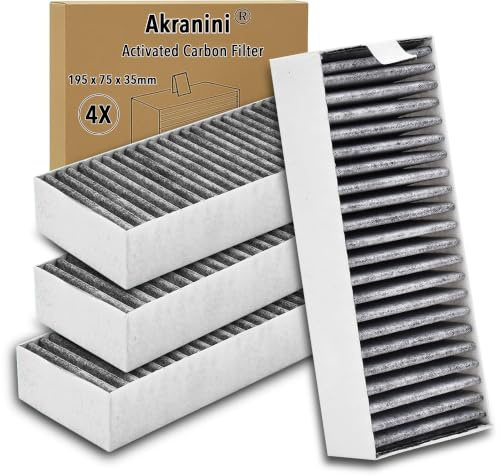 Akranini Aktivkohlefilter Set of 4 - Kompatibel mit 9001563858 9001421821 / Siemens Studioline HZ9VRCR0, Bosch HEZ9VRCR0, Neff Z821VR0, Constructa CZ9VRCR0, Gaggenau CA282111,195x75x35 mm