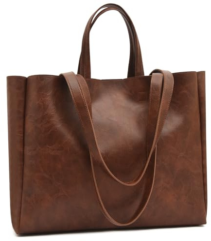 Waniki Handtasche Damen Mittelgroß Shopper Tasche Groß PU Leder Tote Bag Vintage Schultertasche Wasserdicht Hobo Tasche Handbag Handbags for Women für Arbeit Schule Shopper Lässige täglich
