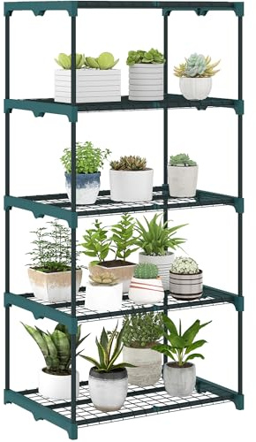 Outsunny Soporte para Plantas de 5 Niveles Acero 67x49x138 cm Verde Oscuro