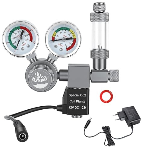 CO2 Regler Co2 Druckminderer für Aquarium mit Magnetventil Doppelmanometer | Dual Gauge genau Anzeige, co2 Blasenzähler mit Rückschlagventil, Schnittstelle W21.8, DIY CO2 System für bepflanztes Aquarium