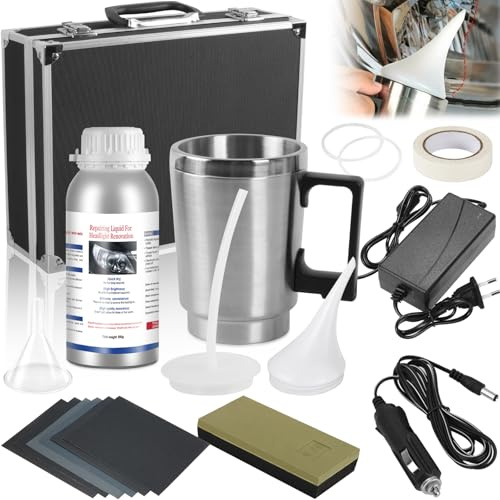 Furnetra Scheinwerfer Aufbereitung Set - 800g Scheinwerfer Bedampfen Set Enthält Scheinwerfer Polierset, Scheinwerfer Reparatur Set für Gelbfärbung/Kratzen/Oxidation
