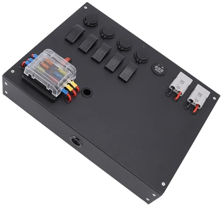 Generic Camping Battery Power Control Box with Voltmeter USB Output for Car RV 4WD, ABS Material
