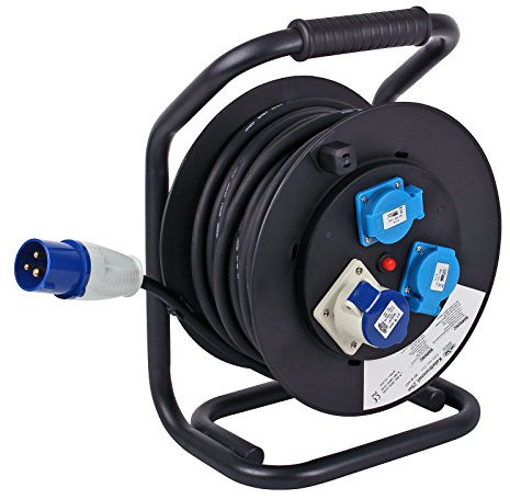 Carbest CEE Camping Kabeltrommel, 25 Meter, 3x 2,5 mm, 3600 Watt 16A, Thermoschutzschalter IP44 i
