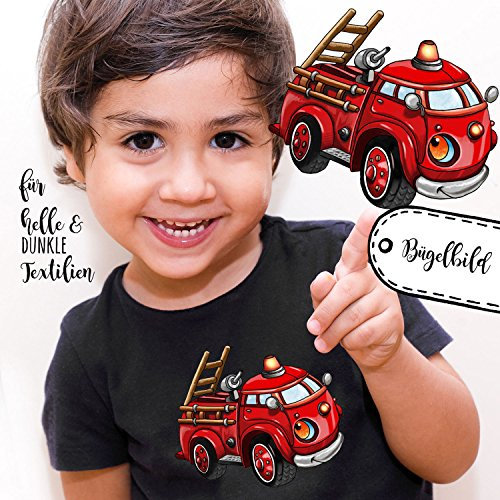 Bügelbilder Applikation Feuerwehr Fahrzeug Bügelbild Bügelmotiv Aufbügelbilder für Jungs bb054 ilka parey wandtattoo-welt®