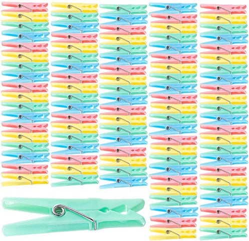 PEARL Wäscheklammer Plastik: Bunte Wäscheklammern aus Kunststoff, 100 Stück in 4 Farben, 7 cm (Wäscheklammern für Camping, für Balkon, Wäscheleine)