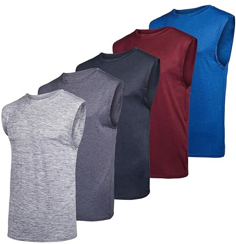 Real Essentials Men's Quick Dry Fit Dri-Fit Jersey Sleeveless Tank Top Muscle Yoga Active Performance Sport Basketball Beach Gym Workout Running Fitness Athletic Bodybuilding Undershirt -Set 3,XXL