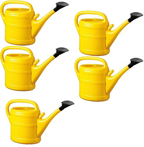 5X Gießkanne 10L GELB + 1x BILDMAGNET! Blumenkanne Kunststoff für groß & klein Garten & Zimmerpflanzen Gießkannen Gieskanne Gieskannen Giesskanne 10 L Liter Watering Can Gieskannen10Liter lr