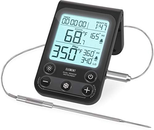 Lavatools OVT02 Element Digital Oven Thermometer for Oven, Grill, and Smoker Includes Dual-Sensor Stainless Temperature Probe (Black)