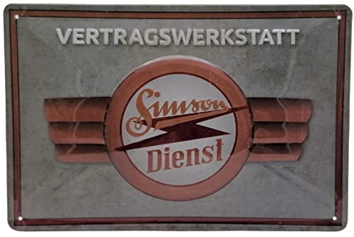 30 x 20 cm Retro Blechschild passend für Simson Moped, Motorrad Fans, Deko Werkstatt, Garagen Schild, geprägtes Stahlblech
