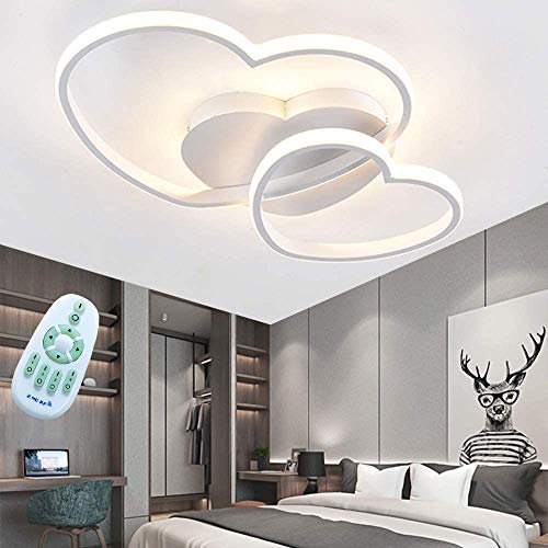 LED Deckenleuchte Modern Liebe Herz Design Deckenlampe Warme Romantische Helligkeit Farbtemperatur einstellbar Kronleuchter Acryl Schirm Wohnzimmerlampe Esszimmer Schlafzimmer Küchen Flur Lampen,Weiß
