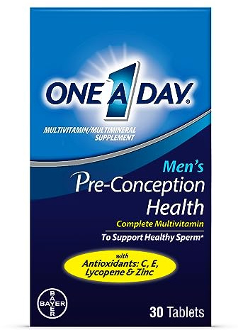 One A Day Men's Pre-Conception Health Multivitamin to Support Sperm Health, Supplement for Men with Vitamin C, Vitamin E, Selenium, Zinc, and Lycopene, 30 Count