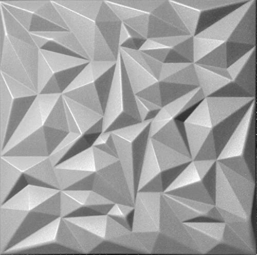 Deccart - 3D Wandpaneele 50x50 cm - Paneele Wand Wall Panels Deko Wandverkleidung Innen Panel Deckenverkleidung Decke Deckenpaneele Platten Styropor EPS-Polystyrol Amethyst 12 m2, 48 Stück,Grau