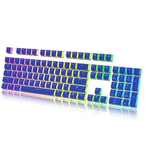HK Gaming Pudding Keycaps | Doubleshot PBT Keycap Set | Full 108 OEM Profile Key Set | ANSI US-Layout | For Mechanical Keyboard | Compatible with Cherry MX, Gateron, Kailh, Outemu | Dark Blue