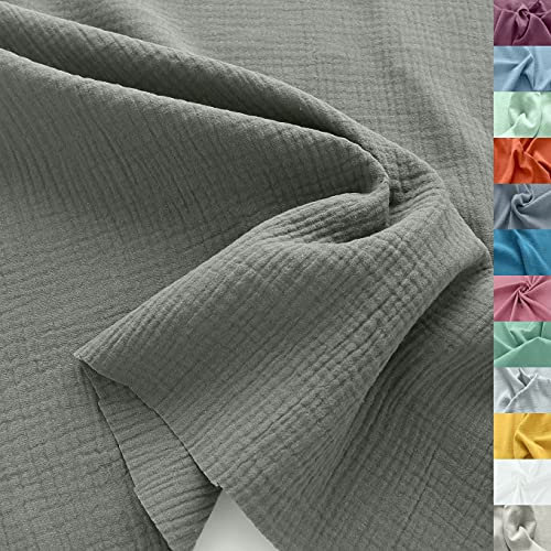 TOLKO 50cm Musselin Stoff Meterware | weicher Baumwollstoff für Kleid Bluse Baby Tuch Decke Tagesdecke Bettwäsche | ÖkoTex Double Gauze | uni Baumwollstoffe Dekostoff Stoffe zum Nähen Meterware